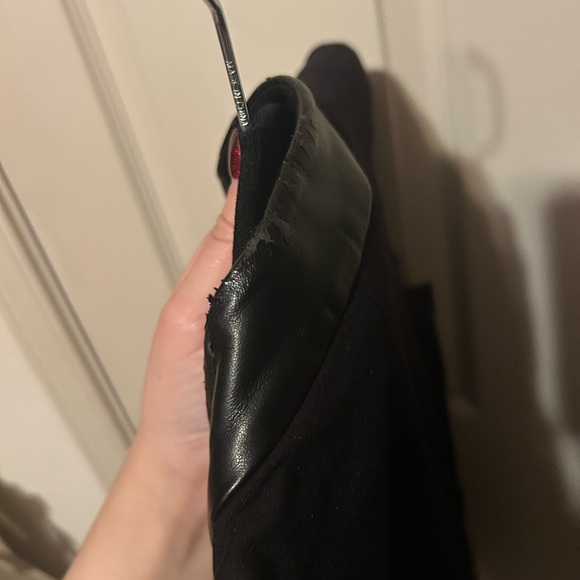 White House Black Market Black Blazer with Leather Trim - Picture 3 of 4